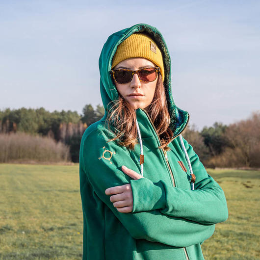 bluza z kapturem damska Bluza damska z kapturem oversize LONG zielona