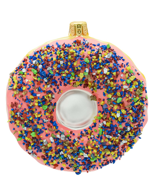 bombki Bombka choinkowa szklana ręcznie malowana: Donut z różowym lukrem