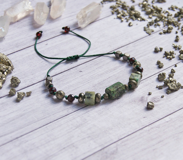 bransoletki z kamieni naturalnych Amulet - DZIAŁAJ - turkus afrykański, piryt