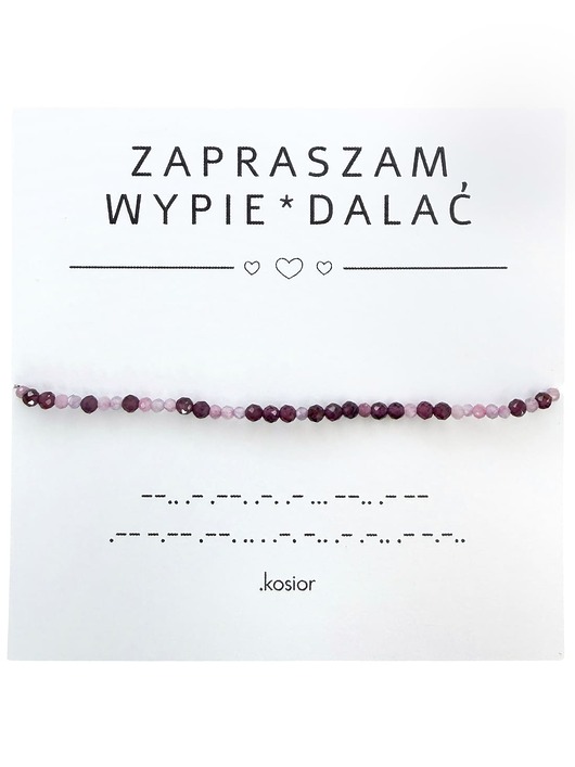 bransoletki na sznurku Bransoletka z alfabetem Morse Granat, Różowy turmalin