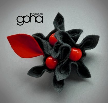 Grafitowe z czerwonym FlowerFelt Design