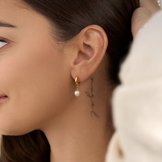 kolczyki pozłacane Kolczyki kreolki z perłami naturalnymi srebro 925 pozłacane