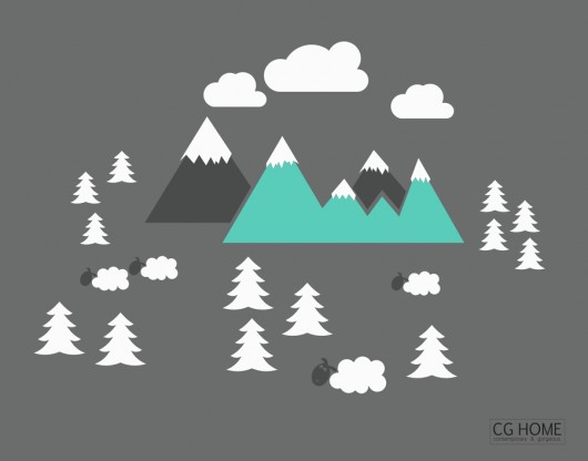 góry śnieg choinki GÓRY mountain view naklejki Cghome