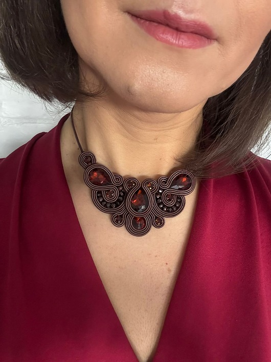 kolie Naszyjnik sutasz w odcieniach czekolady handmade