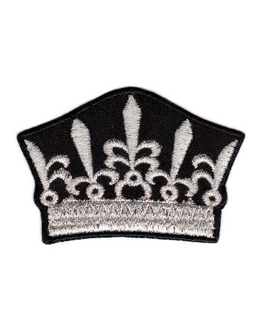 naszywki na ubrania Naszywka naprasowanka KORONA SREBRNA termoprzylepna haft 7,5x4,8cm