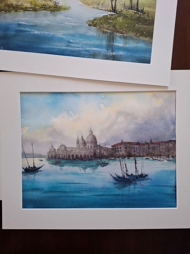 obrazy Obraz akwarelowy "Wenecja III/2026" oprawiony w passe-partout 40x50 cm
