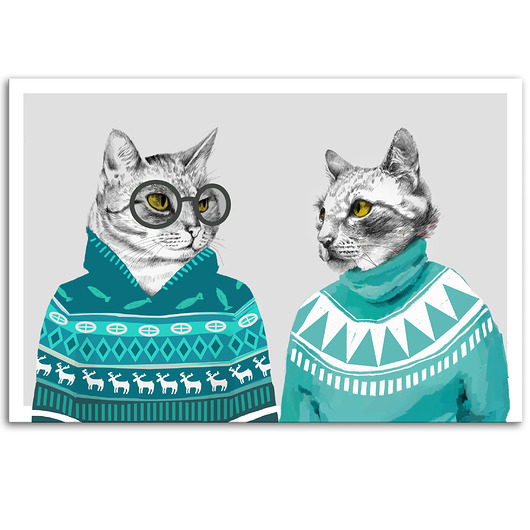 obrazy OBRAZ NA PŁÓTNIE -  Zakochane Koty 120x80cm