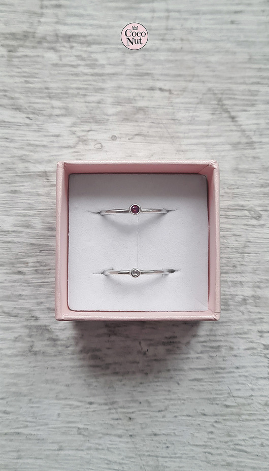 pierścionki srebrne Pierścionek DUET dwa pierścionki: topaz i rubin - srebro