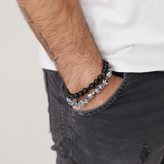 biżuteria męska Set 2 Męskich bransoletek - Komiks i Onyks