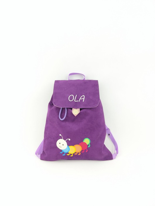 torebki, worki i plecaki dziecięce Plecak z kolorową gąsieniczką, plecak z imieniem dziecka