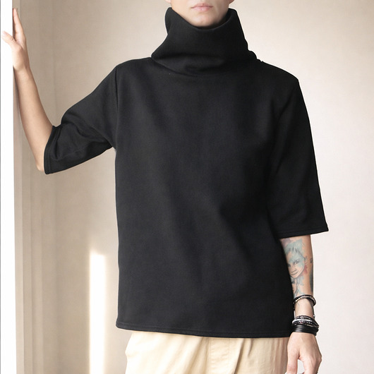 bluzki kimonowe damskie Bluza golf rękaw do łokcia czarna