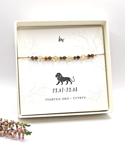 bransoletki z kamieni naturalnych Bransoletka zodiakalna Lew