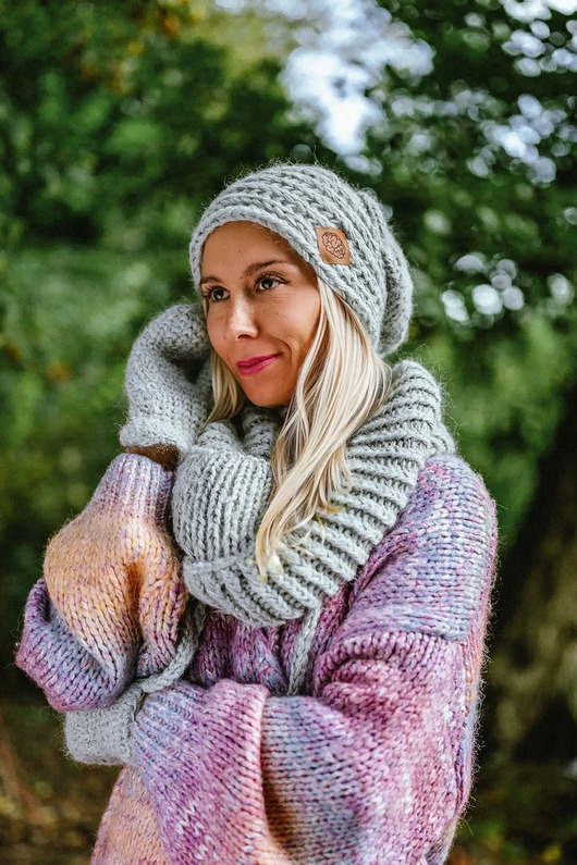 czapki damskie Czapka MERINO This is it Wybielony szary