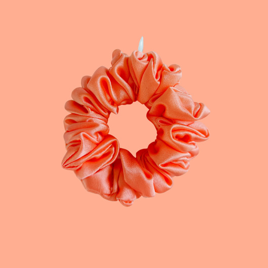 gumki do włosów Gumka jedwabna, scrunchie, frotka jasny łosoś MIDI