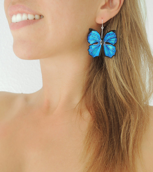 kolczyki - inne Kolczyki Motyle Kobaltowe