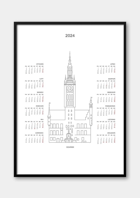 kalendarze i plannery Plakat Kalendarz Gdańsk 2024