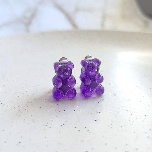 klipsy Klipsy fioletowe misie haribo