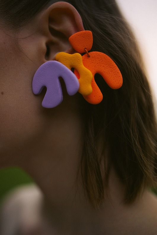 kolczyki z masy plastycznej Kolczyki wiszące łuki morelowe