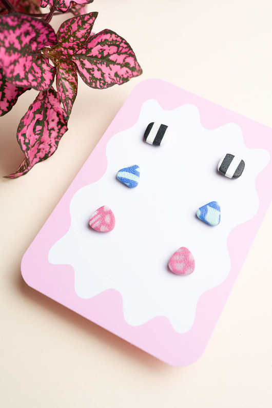 kolczyki z masy plastycznej Zestaw 3 par małych sztyftów