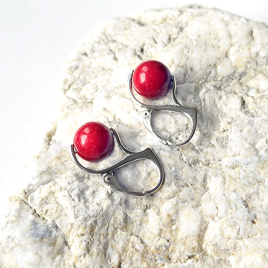 kolczyki srebrne UNIKATOWE kolczyki srebrne KORAL naturalny