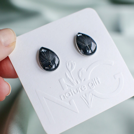 kolczyki z żywicy Kolczyki sztyfty z rzęsek dmuchawca