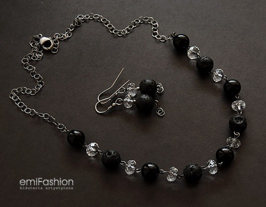 Onyks, Lawa wulkaniczna i kryształ Swarovski MAREMI Jewelry