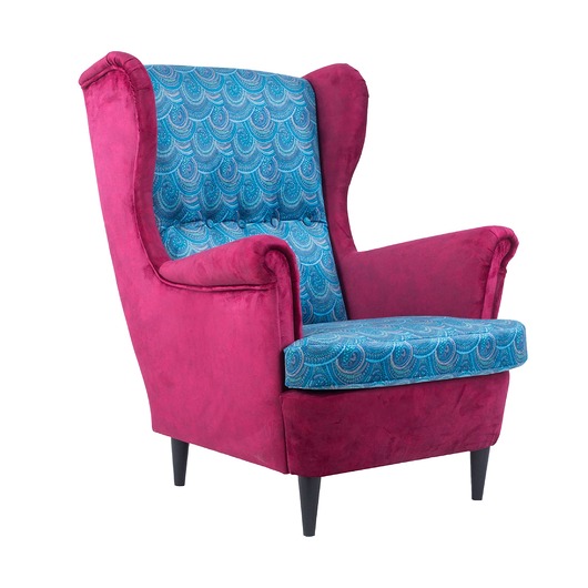 fotele Fotel uszak Pacha we wzory, kolorowy, patchwork, welurowy