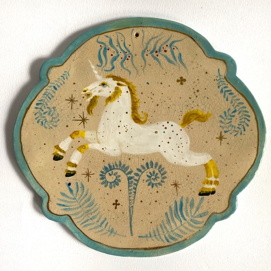 Ozdoby na ścianę Talerz z koniem, Biały koń obraz