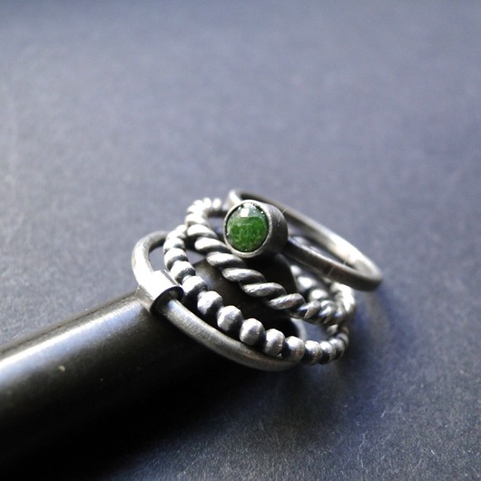 pierścionki srebrne Zamówienie -zestaw Quatro