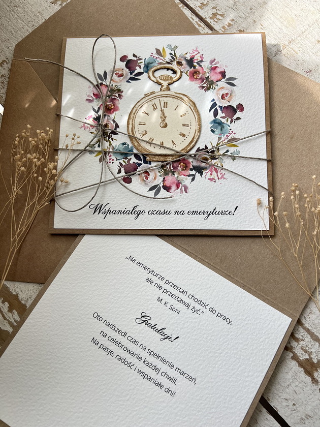 kartki scrapbooking Podziękowanie za współpracę - Kartka ręcznie robiona dla emeryta emerytki