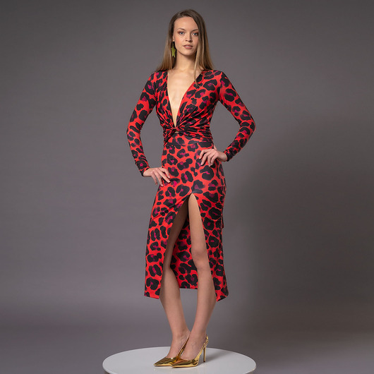 sukienki midi damskie Dopasowana wielofunkcyjna sukienka z rozporkiem - Marika Solar Tropic