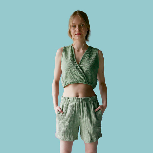 topy damskie Top BOHO z lnianego muslinu