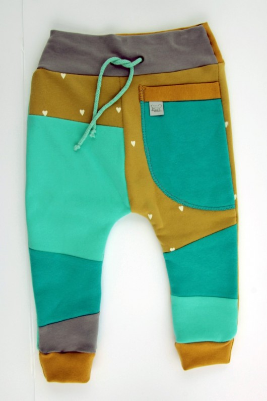 Patch Pants - ECO dresik dziecięcy miód & mięta Mimi Monster