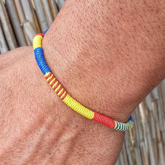 biżuteria męska Męska Bransoletka sznurkowa - snake- czerwono żółto  niebieska