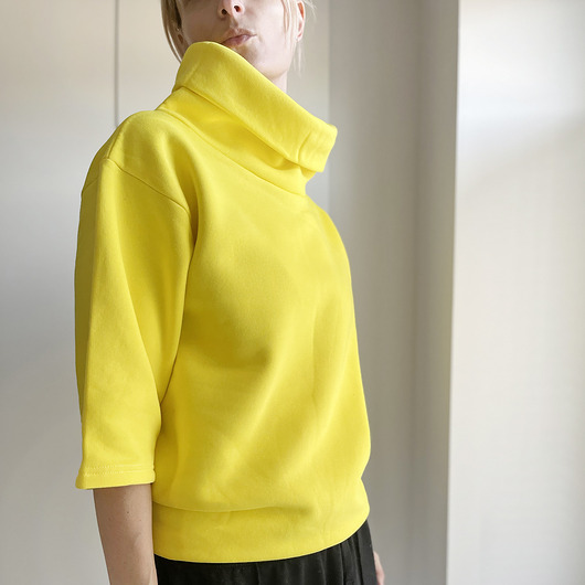 bluza bez kaptura damska Bluza golf rękaw do łokcia żółta