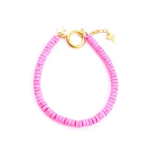 bransoletki - inne Bransoletka z dwiema drobnymi zawieszkami Pink - Różowy