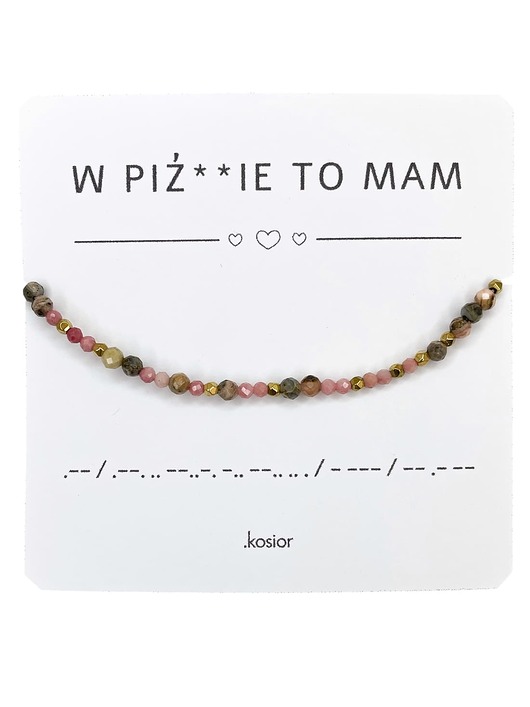 bransoletki na sznurku Bransoletka z alfabetem Morse Rodonit, rodochrozyt, hematyt