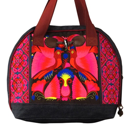 PEACE AND FREEDOM haftowana jeansowa torba etnic Bright Boho old
