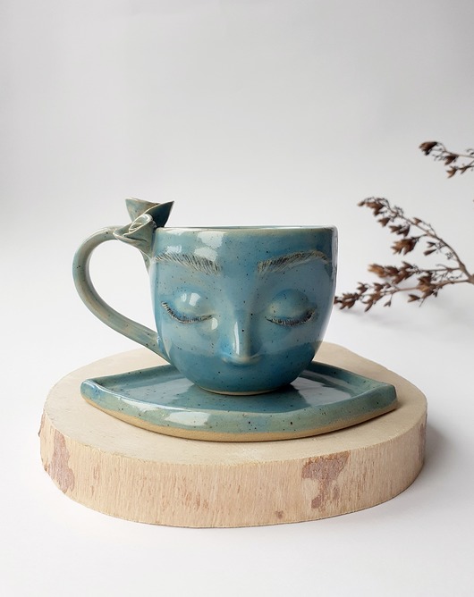 filiżanki Filiżanka ceramiczna  z twarzą  Morska 200ml