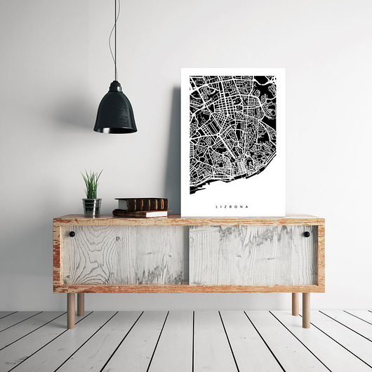 PLAKAT LIZBONA  - B2 - MAPA MIASTA, PREZENT PLAKATY GEOMETRYCZNE