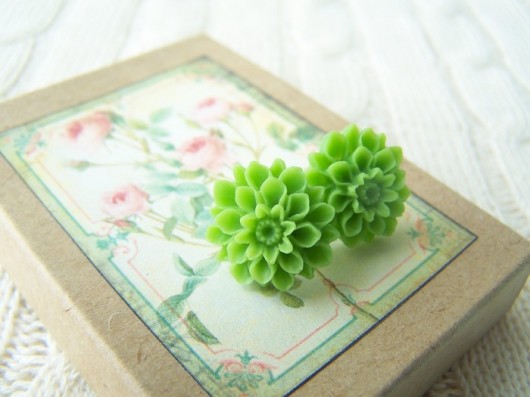 -50% Sweet Green Dahlia - kolczyki w pudełku Not Only Paper