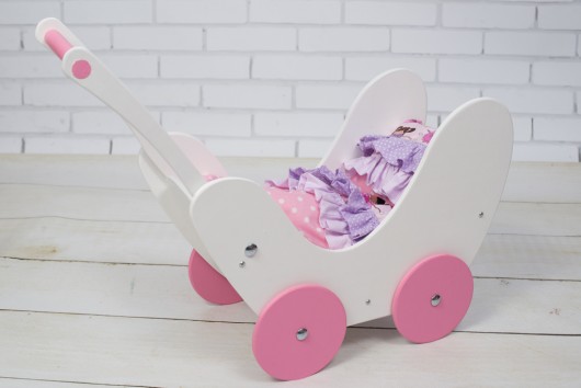 Wózek dla lalek Drewniany Pościel EKO LalaShop