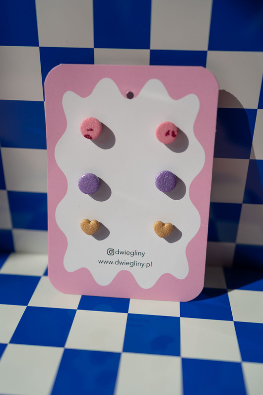 kolczyki z masy plastycznej Zestaw 3 par małych sztyftów