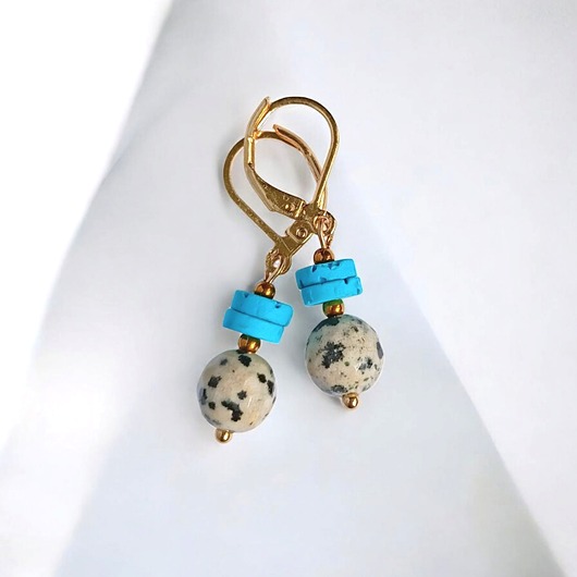 kolczyki z kamieniami JASPER collection : kolczyki krótkie : jaspis & lawa turkusowa