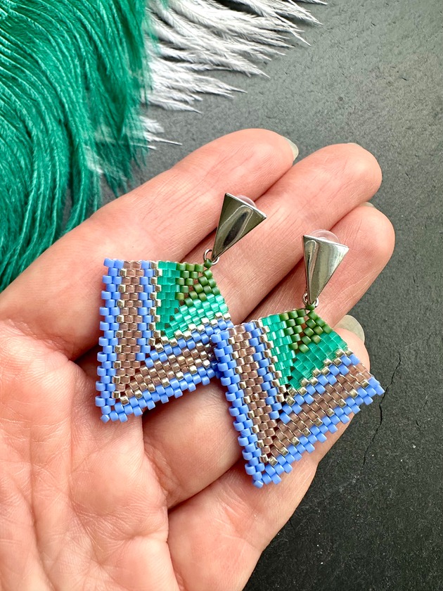 kolczyki szklane Kolczyki sztyfty z koralików