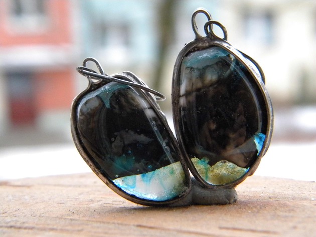 kolczyki wire wrapping Mar Tirreno  -  kolczyki