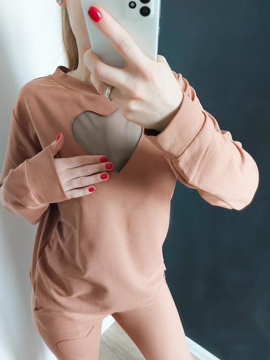 komplety damskie DRES BAWEŁNIANY SERCE I267 KAMEL