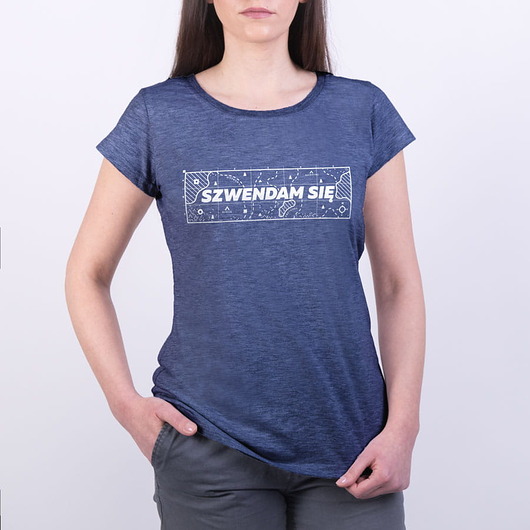 t-shirt damskie Koszulka damska SZWENDAM SIĘ/MAPA jeansowy melanż