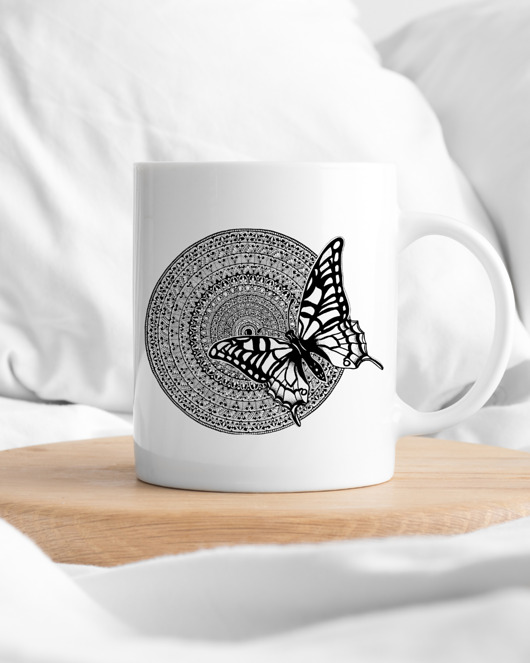 kubki Kubek z mandalą "Mandala nr 14, Motyl"