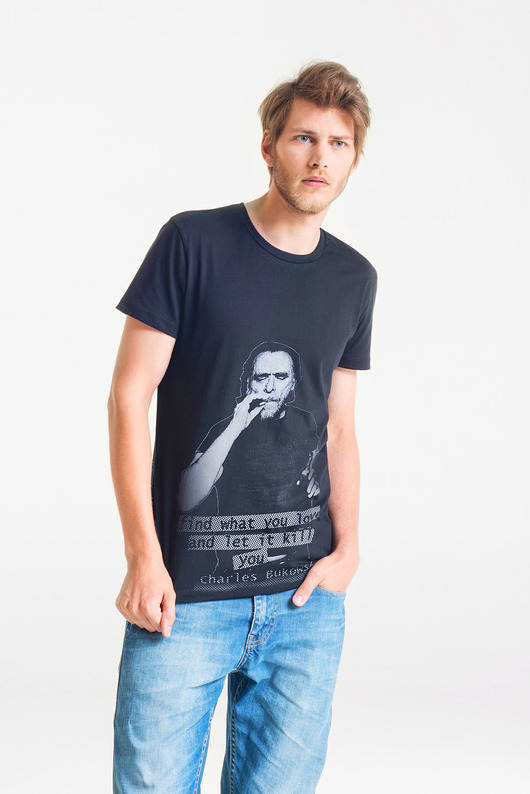 BUKOWSKI PORTRAIT - MęskI T-shirt CZARNY GAU great as You